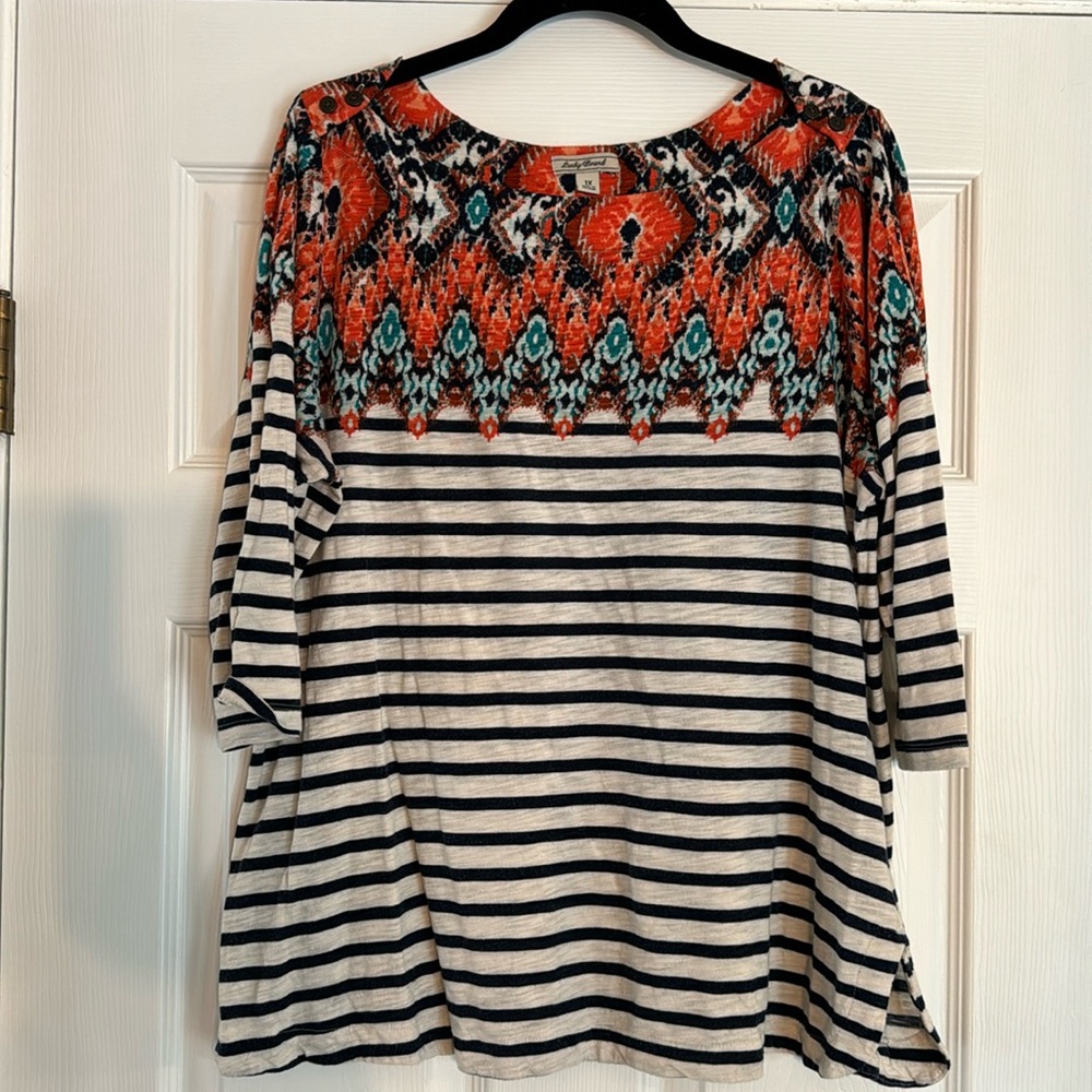 Women’s 1X Lucky Brand 3/4 sleeve top. Gently used
